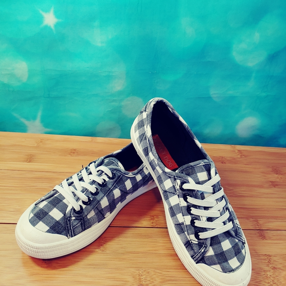 Rocket dog gray plaid slip on sneakers 6.5